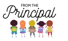 Graphic of a bunch of kids. Text reads, "From the Principal"